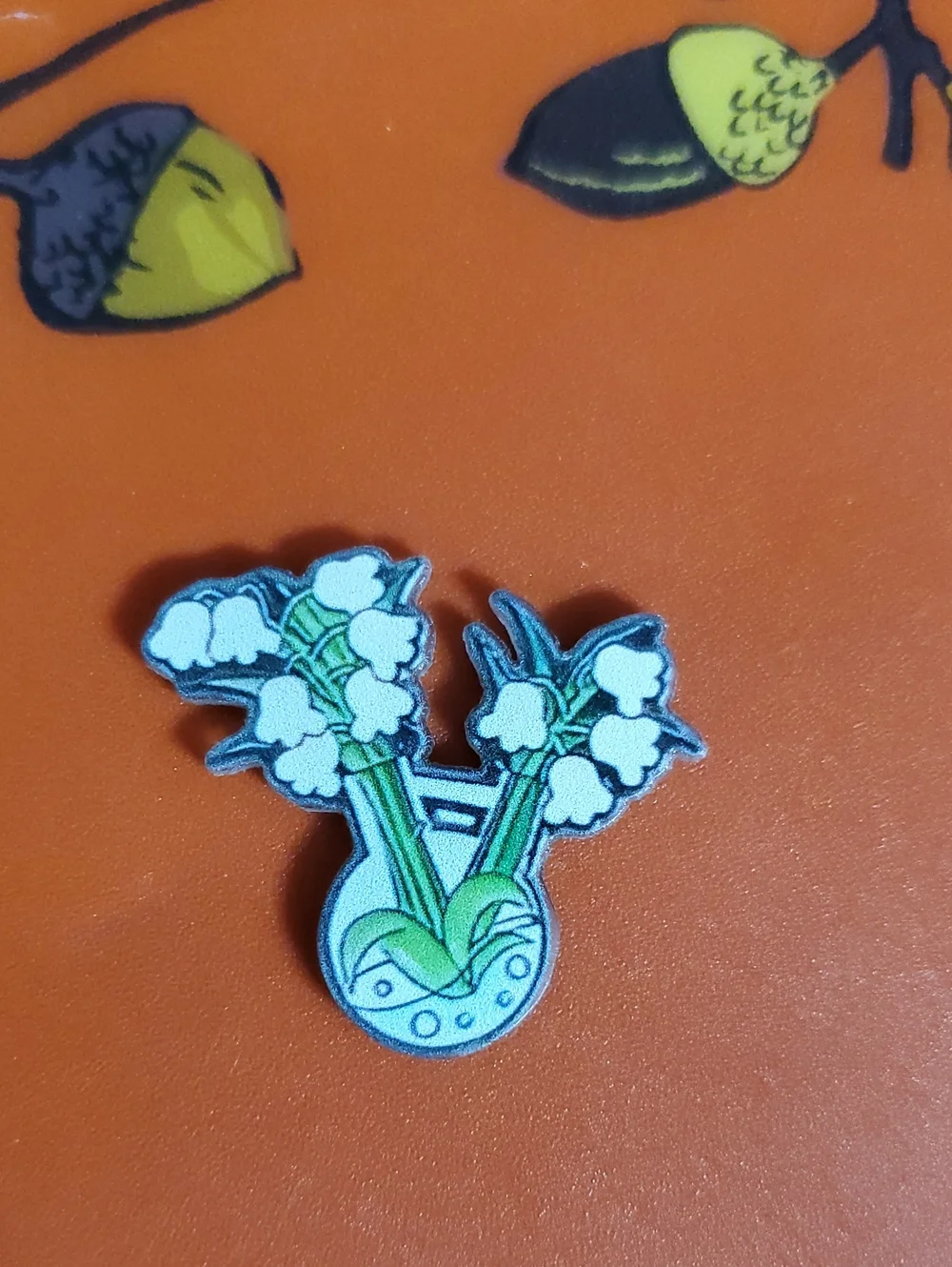 Lily of the Valley Acrylic Pin — White & Green
